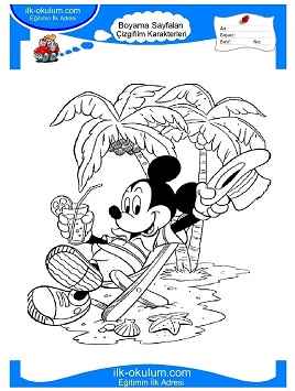 Çocuklar İçin Mickey Mouse Boyama Sayfaları 